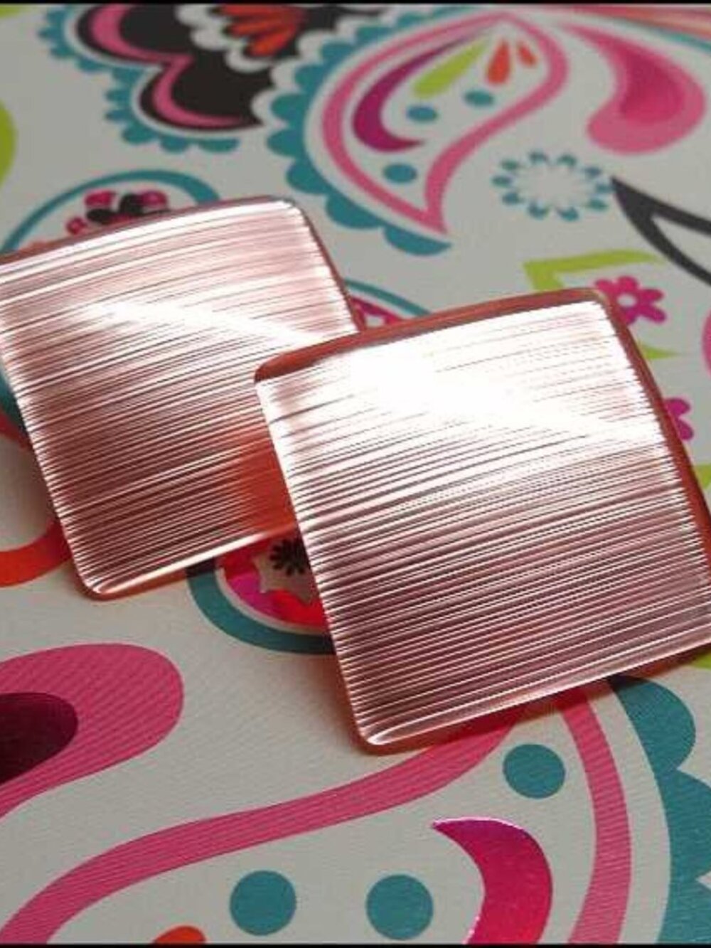 1960s Vintage Pierced Earrings Pink Luminescent Lucite Wafers